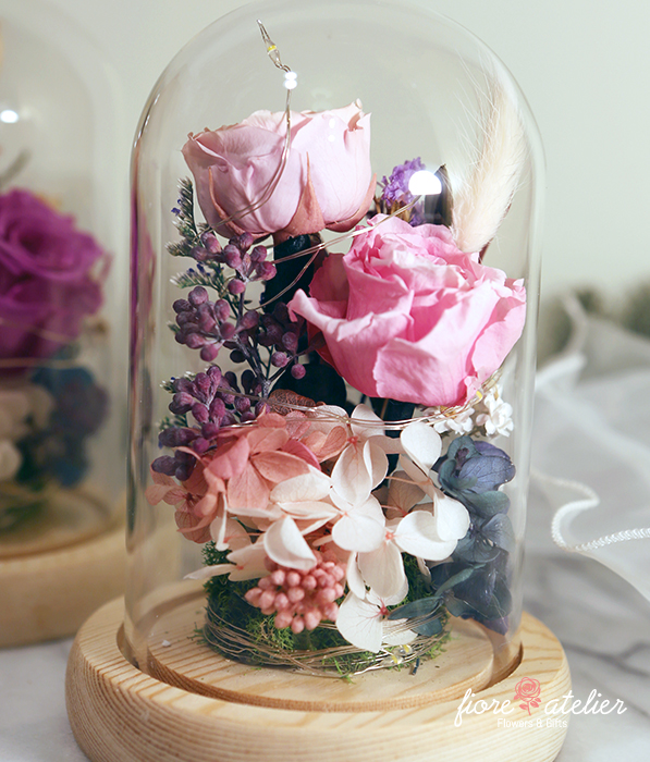 Preserved Flower Glass Dome with LED